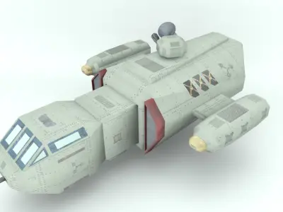 Deep space freighter Low-poly 3D model