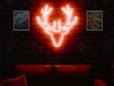deer neon light sign 3D model