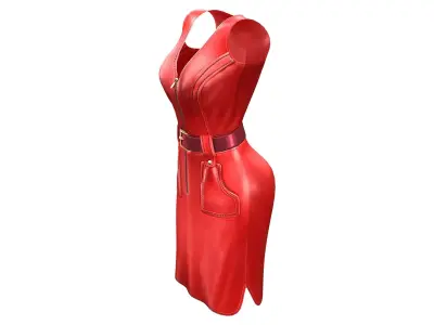 Leather Pockets Dress Low-poly 3D model
