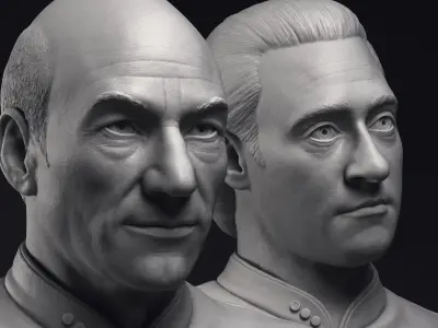 Picard and Data  3d printable bust collection 3D Model Pack
