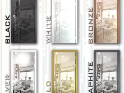 Mirrored door 03 Low-poly 3D model