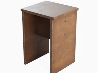 Wooden Stool 02 Low-poly 3D model