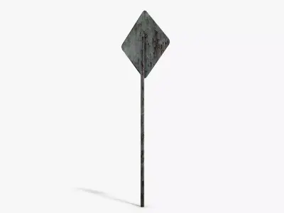 Damaged Two Way Sign Low-poly 3D model