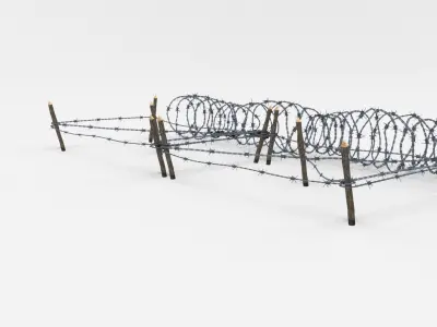 Low Poly Barb Wire Obstacle Low-poly 3D model