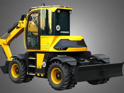 110W Hydradig Wheeled Excavator  3D model