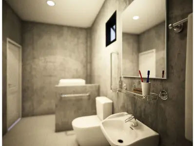 bathroom 6 with washing machine and sink 3D model