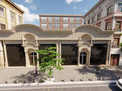 Classic stone facade-Building Classic Facade Element 3D model 3