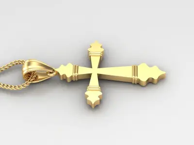 Light Gold 18K Cross Pendant 2CP080 3D print model