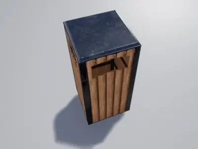 Square Trashcan Low-poly 3D model