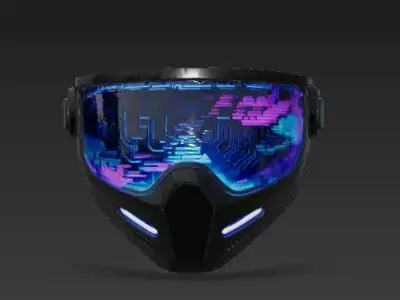 Futuristic Cyberpunk HUD Visor 3D Model Low-poly 3D model