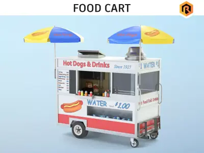 Food Cart Low-poly 3D model