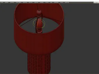 Ruby Ceramic Gold Finish Linen Shade Table Lamp Low-poly 3D model