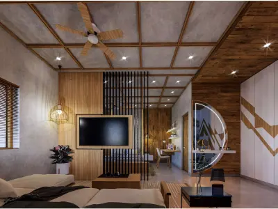 Resort - cottage 03 - bedroom - interior 3D model