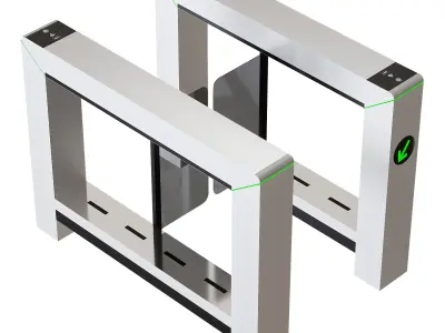 High-speed turnstile with swing doors 3D model