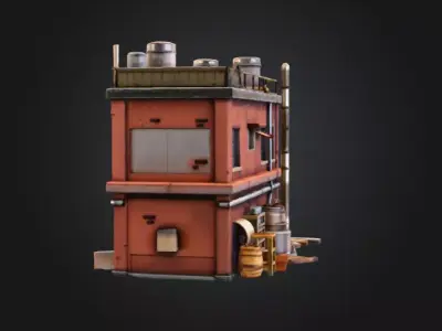 Industrial Rooftop Scene Low-poly 3D model