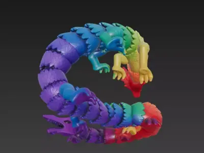 Rainbow Flexi Dragon in Motion - Display of Color 3D model