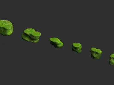 Short Flat Rocks - Moss 2 Low-poly 3D model