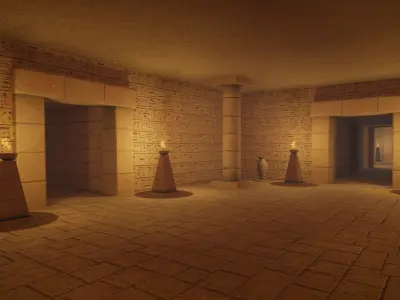 Egyptian Tombs with Pyramid Low-poly 3D model