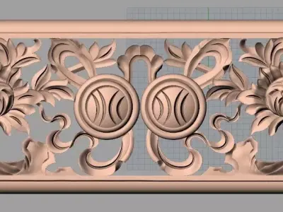Door decorative flower 3D STL model used for CNC router E038 3D model