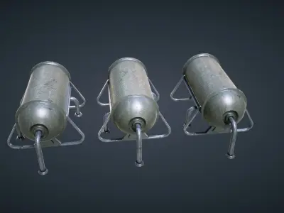 Mars KitBash - Fuel Containers Low-poly 3D model