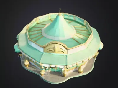 Stylized Carnival Cafe 3D Model  Low Poly Festival Asset Low-poly 3D model