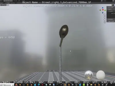 Street Light 1 Galvanized 7000mm 1F Low-poly 3D model