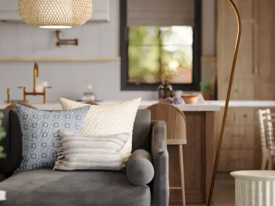 Rattan Bamboo Floor Lamp   Modern Wicker Standing Lamp 3D model