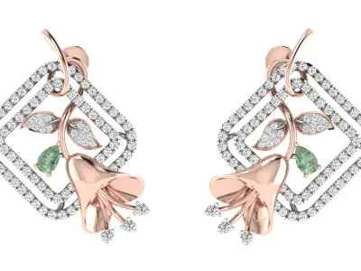 Women Pendant Earring Sets 3dm STL OBJ FBX Renders Details 3D print model 8