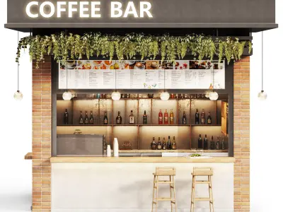 Outdoor cafe  coffee to go  streetcafe Low-poly 3D model