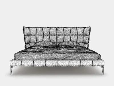 Modern bed with upholstered headboard 3D model