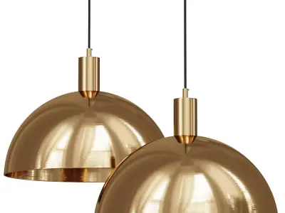 Mid-Century Modern Brass Dome Hanging Pendant Light 3D model