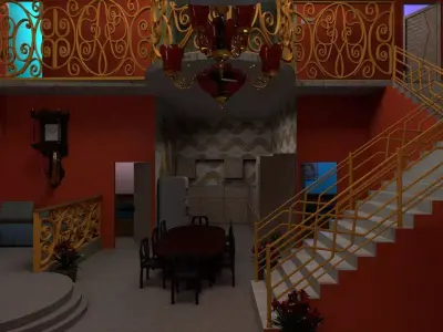 House interior of with walls Low-poly 3D model