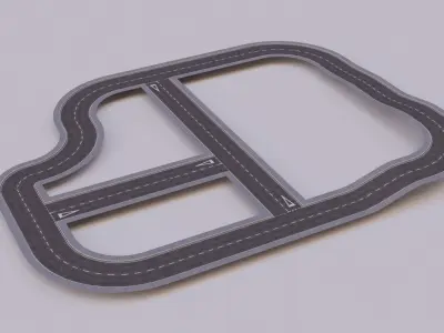 Modular Roads - Low Poly PBR Low-poly 3D model