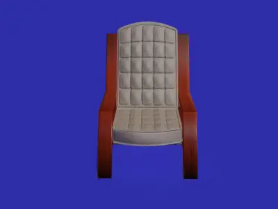 Retro stylish wooden and cotton armchair 3D model