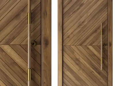 Modern Wood Door Set 02  3D model