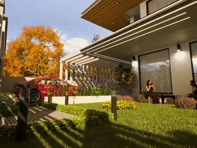 3D Exterior Modern Villa Scene 3D model