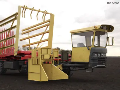  Agricultural Bale Wagon with Loader Red Yellow 