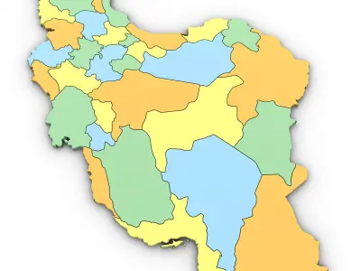 3d Political Map of Iran 3D model