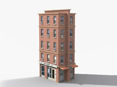 Apartment Building x19 Low-poly 3D model