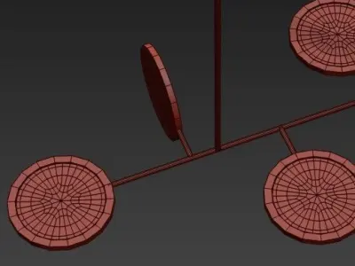 Discus table with two wheels 3D model