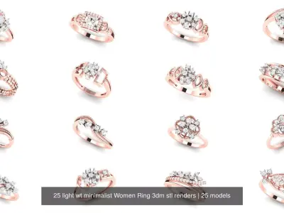 25 light wt minimalist Women Ring 3dm stl renders 3D Model Pack
