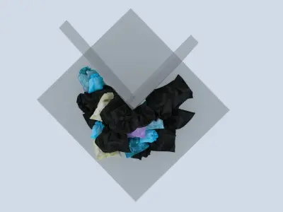 Big Garbage bags pile in street corner 3D model