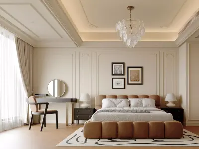 two bedroom interior scenes 3D model