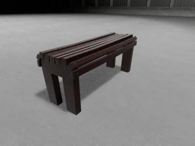 CITY Street Bench Wood SoftField Low-poly Low-poly 3D model