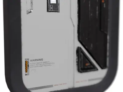 SciFi Spaceship door damaged and old Low-poly 3D model