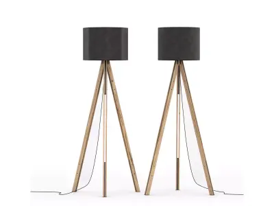 Tripod Wood Floor Lamp 3D model