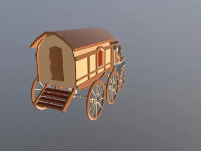 Medieval Trade Wagon Low-poly 3D model