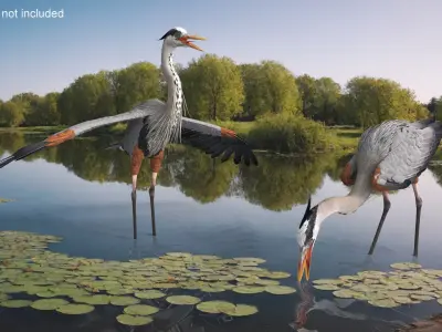  Realistic Great Blue Heron Rigged 