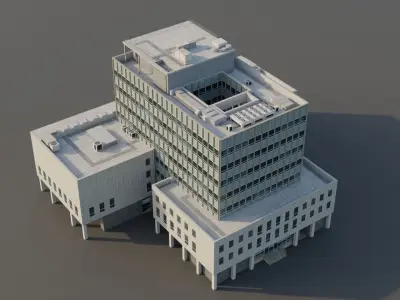 Camberwell Magistrates Court - Modernist London Office Building Low-poly 3D model