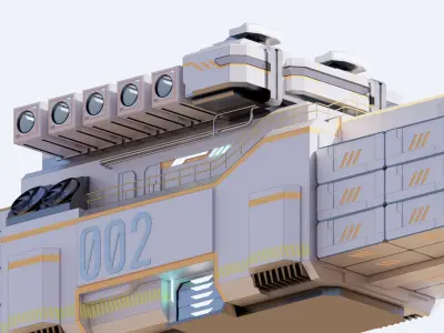 Sci-fi Cargo Airship 002 3D model